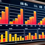 **Data Visualization:** A vibrant dashboard displaying bar graphs, line charts, and a heat map illustrating customer behavior patterns in a retail store. Focus on the clarity and visual appeal of the data representation.