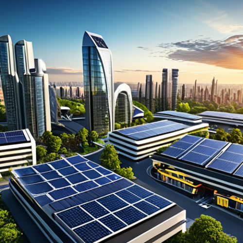 스마트 시티 개발과 디지털 물리적 연계 - Smart City Overview**

"A futuristic cityscape at sunset, featuring sleek, modern buildings integrat...