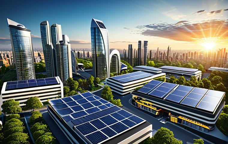 스마트 시티 개발과 디지털 물리적 연계 - Smart City Overview**

"A futuristic cityscape at sunset, featuring sleek, modern buildings integrat...